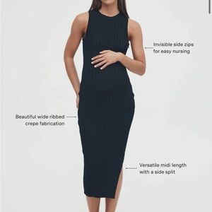 Chic Black Ribbed Midi Dress
